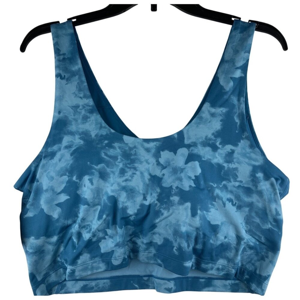 Ideology Womens XL Built-In Bra Tank Top Teal Camouflage Print Nylon Spandex - Picture 2 of 13